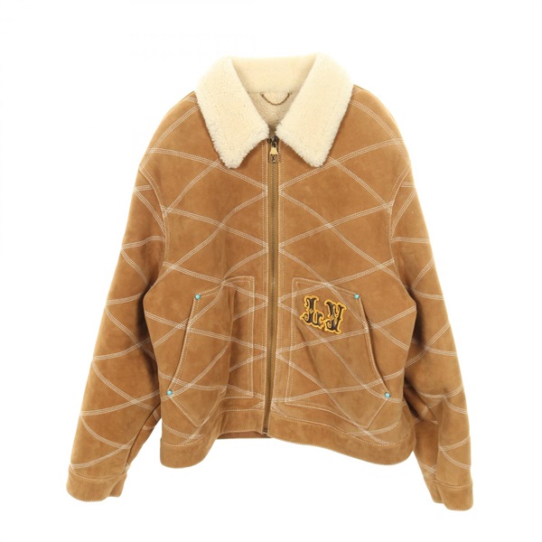 LOUIS VUITTON Shearling Blouson RM242M leather polyester Brown Used mens size 52