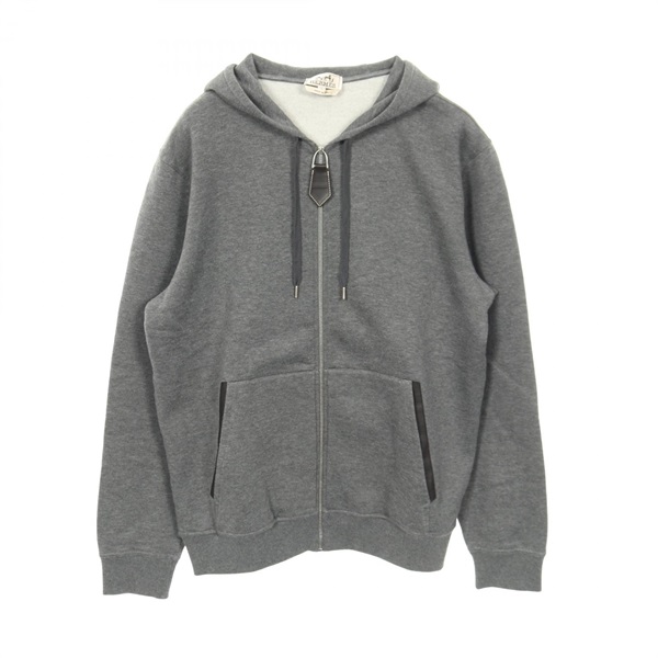 HERMES Hoodie sweater #L pullover cotton cashmere Gray Used mens
