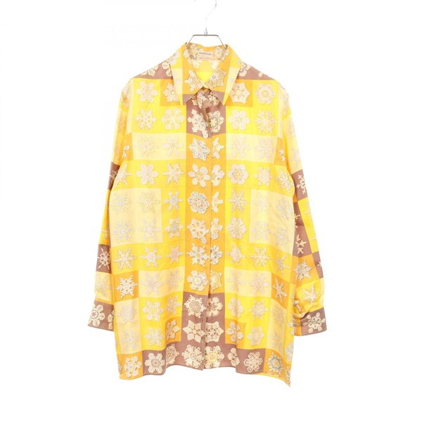 HERMES Shirts Tops silk Yellow Multicolor Used Women size 38