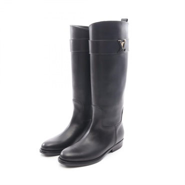 LOUIS VUITTON Midtown long boots shoes #36 leather Black Used Women LV