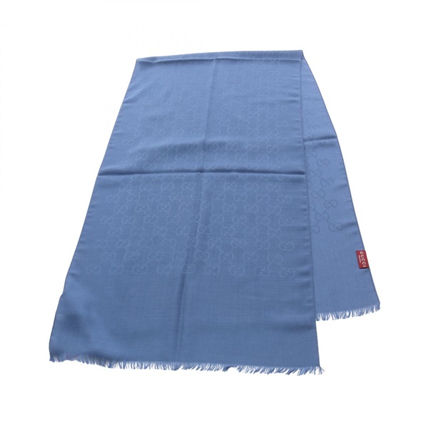 GUCCI GG pattern Scarf Stole Wrap Echarpe 1659043G6464300 wool silk Blue NEW