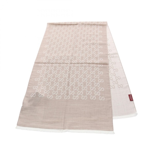 GUCCI GG pattern Stole Scarf Wrap 1659043G6469500 wool silk Beige NEW unisex