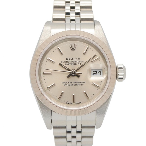 ROLEX Datejust Y Silver Bar Wrist Watch 79174 Automatic 18KWG SS Used Women