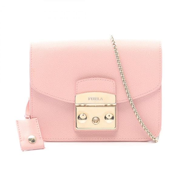 Furla Metropolis mini Crossbody Shoulder Bag leather Pink Used Women