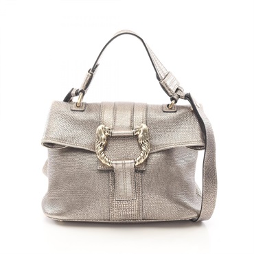 BVLGARI Leoni Shoulder Crossbody Handbag leather Gold Used Women