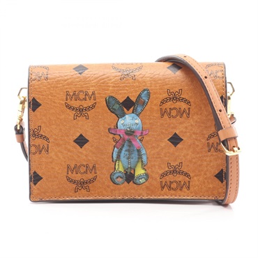 MCM Rabbit Visetos Shoulder Crossbody Bag PVC coated canvas leather Brown Used