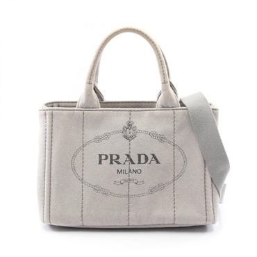PRADA CANAPA Shoulder Crossbody Hand Tote Bag 1BG439 denim Gray Used Women