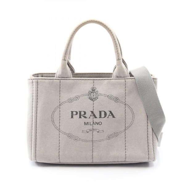 PRADA CANAPA Shoulder Crossbody Hand Tote Bag 1BG439 denim Gray Used Women