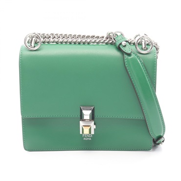 FENDI MINI CAN I Chain Shoulder Handbag 8M0381 leather Green Used Women