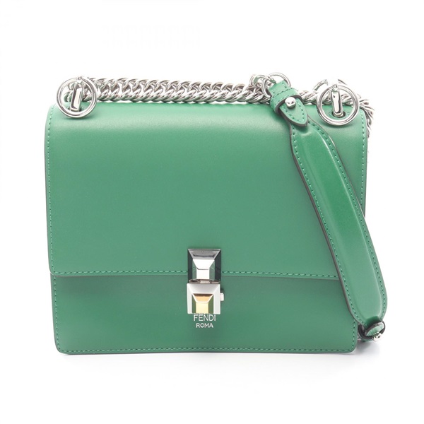 FENDI MINI CAN I Chain Shoulder Handbag 8M0381 leather Green Used Women