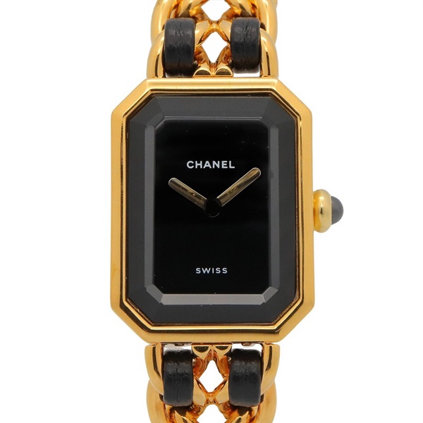 CHANEL Premiere S Wrist Watch H0001 Quartz Gold Plated Leather belt Used Women