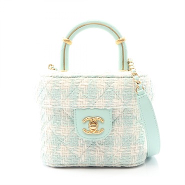 CHANEL Matelasse Shoulder Handbag AS3973 Fabric leather Green White Used GHW CC