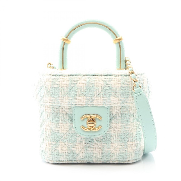 CHANEL Matelasse Shoulder Handbag AS3973 Fabric leather Green White Used GHW CC