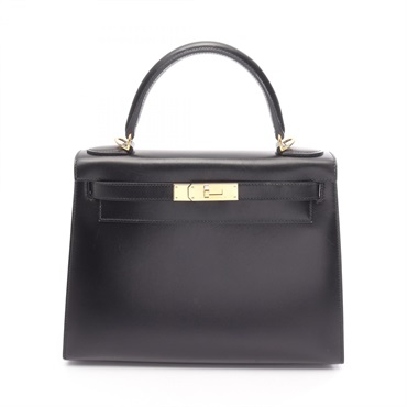 HERMES Kelly 28 Shoulder Handbag Z 001848CC Box calf leather Black GHW Used