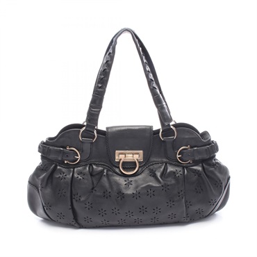 Salvatore Ferragamo Gancini Tote shoulder Bag 21A804 leather Black Used Women