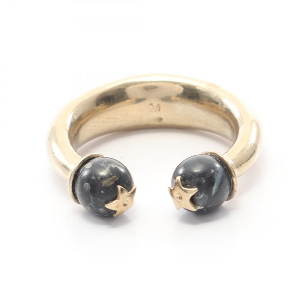 Dior open Ring Gold Plated Black Used women US size 5.75