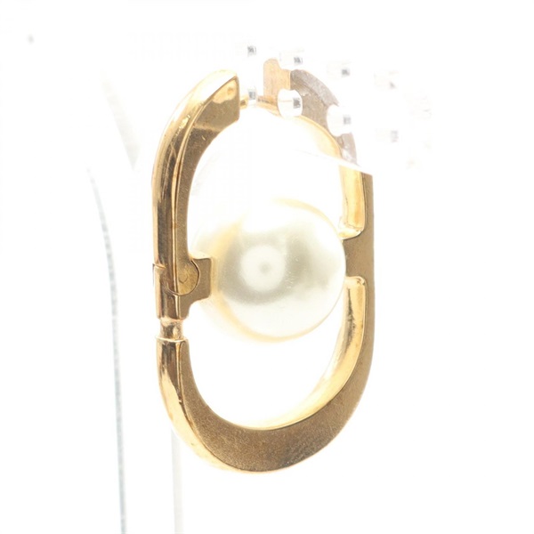 Christian Dior CD logo Pierced earrings Gold Plated Artificial pearl Used Women