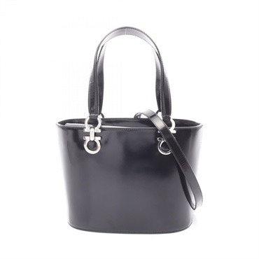 Salvatore Ferragamo Gancini 2Way Shoulder Handbag leather Black Used Women