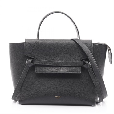 CELINE BELT BAG MICRO Shoulder Crossbody Handbag leather Black Used Women