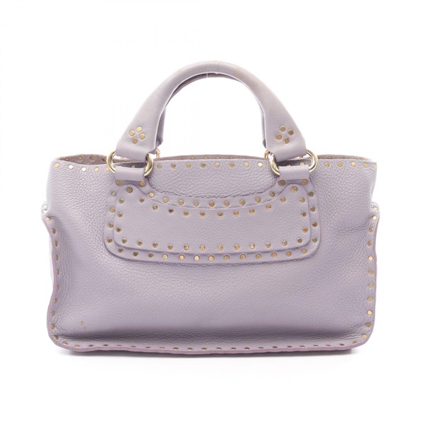 CELINE Boogie bag studs Handbag leather Purple Used Women