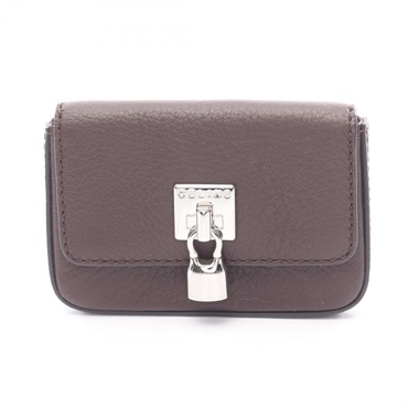 CELINE Cadena motif Logo Card Case leather Brown Used Women