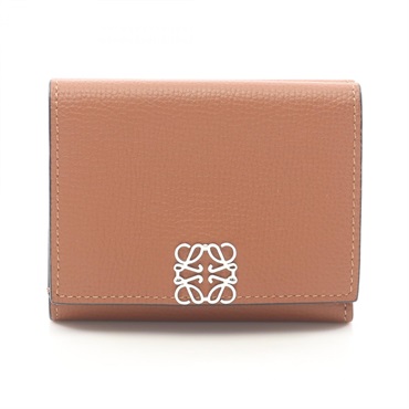 LOEWE Anagram Trifold Wallet Tri-fold purse C821TR2X02 leather Brown Used Women
