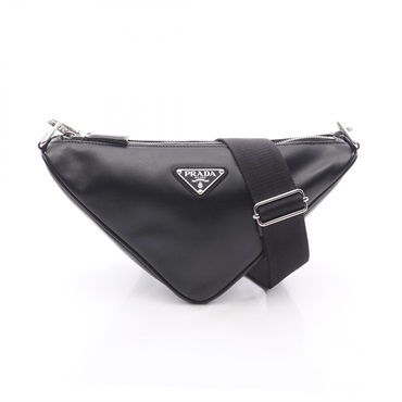 PRADA Triangle Shoulder Crossbody Bag 2VH155 leather Black Used Women