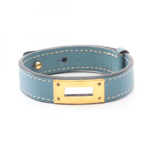 HERMES Kelly Bracelet Bangle leather Blue GHW Used Women I