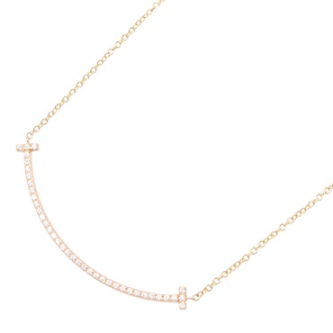 TIFFANY＆CO T Smile Small Diamond Necklace 18KPG Pink Rose Gold Used women