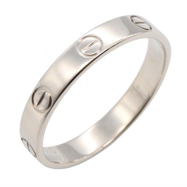 CARTIER Mini Love Ring 18KWG White Gold Used unisex US size 9 #60