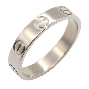 CARTIER mini love Ring 18KWG White Gold #49 Used Unisex US Size 4.75
