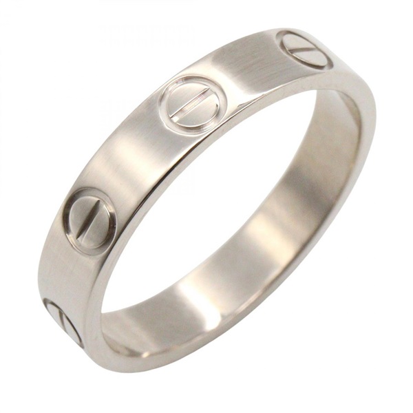 CARTIER mini love Ring 18KWG White Gold #49 Used Unisex US Size 4.75