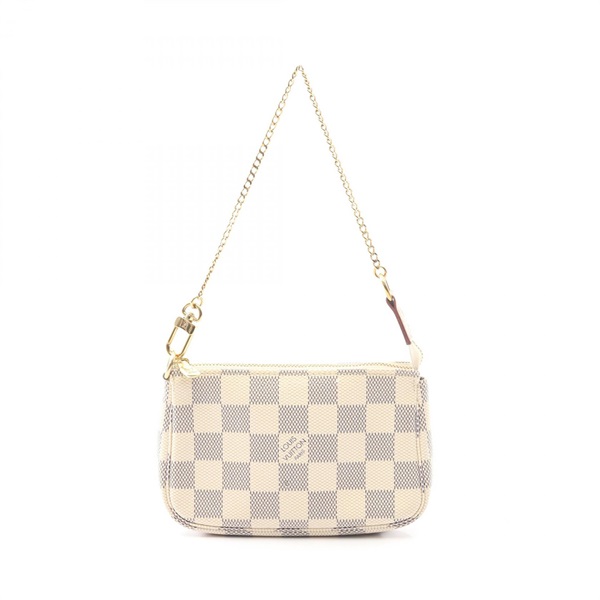 LOUIS VUITTON Mini pochette Accessoires Chain Handbag N58010 Damier Azur Used LV