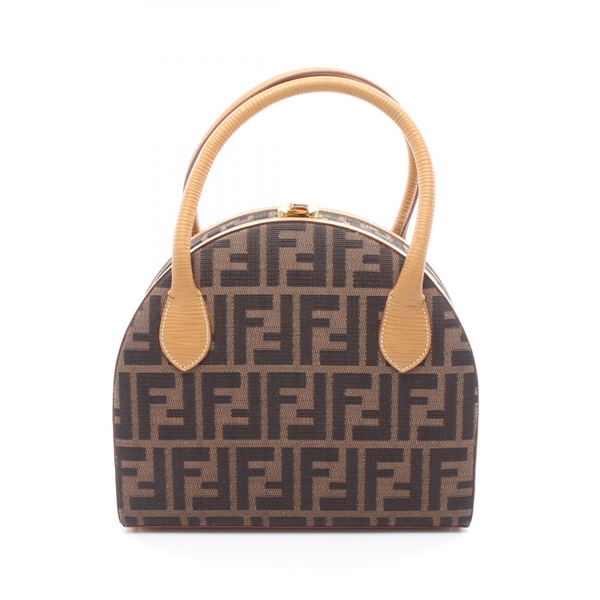 FENDI Zucca Handbag canvas leather Brown Used Women