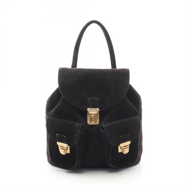 FENDI Backpack Bag Suede Black Used Women
