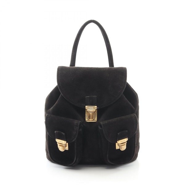 FENDI Backpack Bag Suede Black Used Women