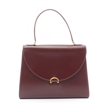CARTIER Must Line Top Handle Handbag leather Bordeaux Used Women