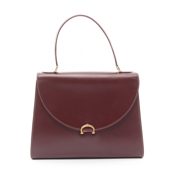 CARTIER Must Line Top Handle Handbag leather Bordeaux Used Women
