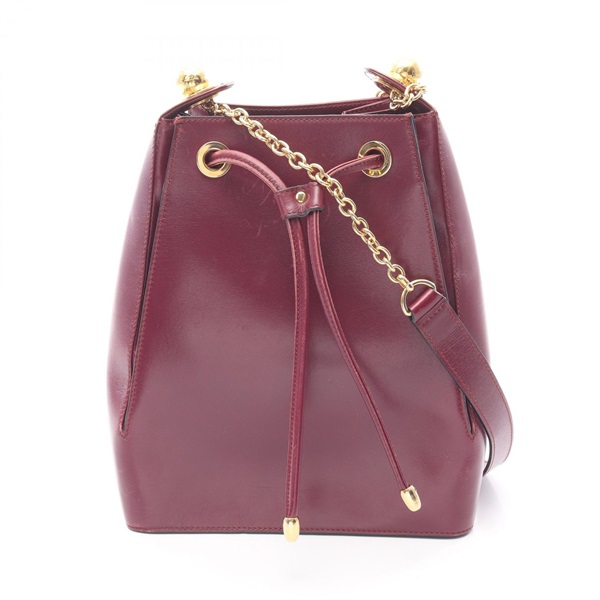 CELINE Starball Drawstring Shoulder Bag leather Purple Used Women