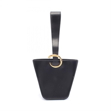 CARTIER PANTHERE Hand Shoulder Bag leather Black Used Women GHW