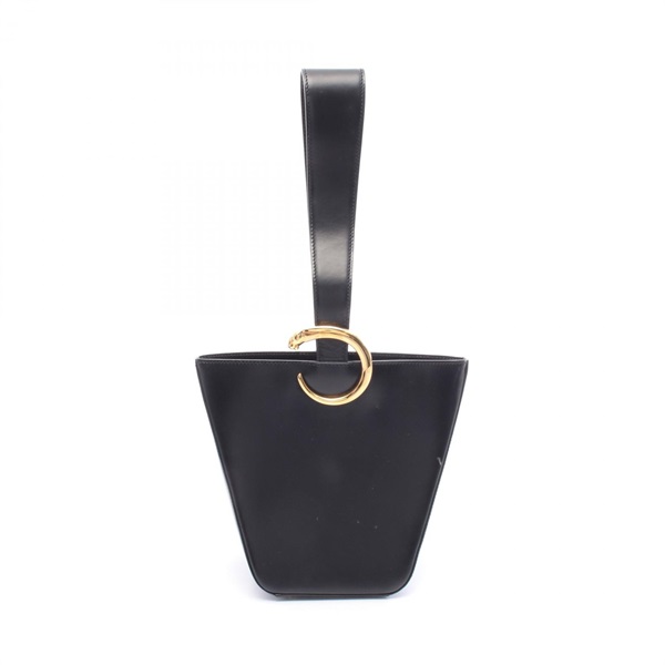 CARTIER PANTHERE Hand Shoulder Bag leather Black Used Women GHW