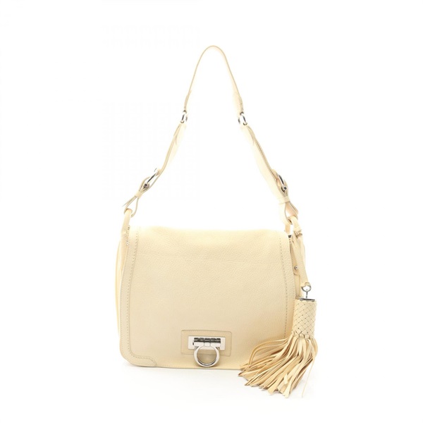 Salvatore Ferragamo Gancini Shoulder Bag leather Beige Used Women