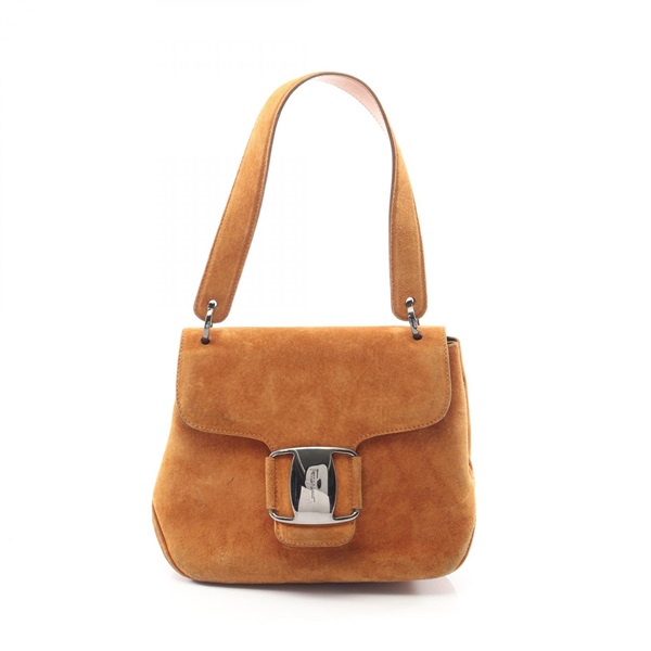 Salvatore Ferragamo Vara Shoulder Handbag Suede Brown Used Women