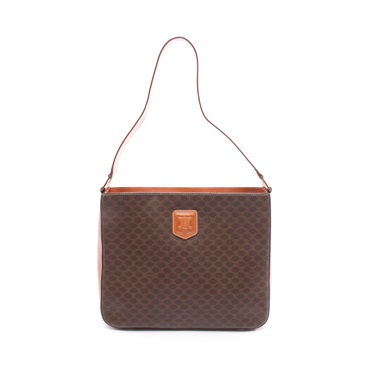 CELINE Macadam Shoulder Bag PVC coated canvas leather Brown Used Women