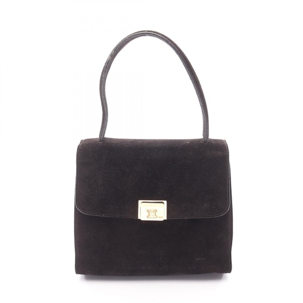 CELINE Macadam triomphe top handle Handbag Suede Black Used Women