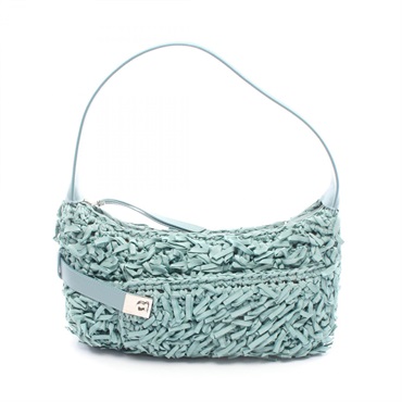 Salvatore Ferragamo Gancini Shoulder Bag canvas leather Green Used Women