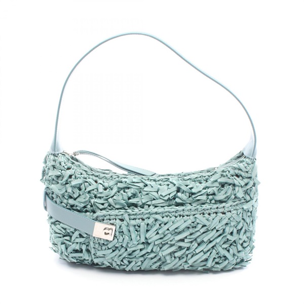 Salvatore Ferragamo Gancini Shoulder Bag canvas leather Green Used Women