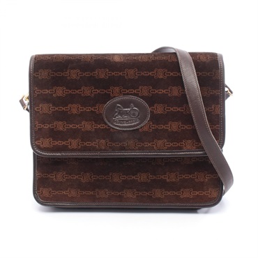 CELINE Macadam Shoulder Bag Suede leather Brown Used Women