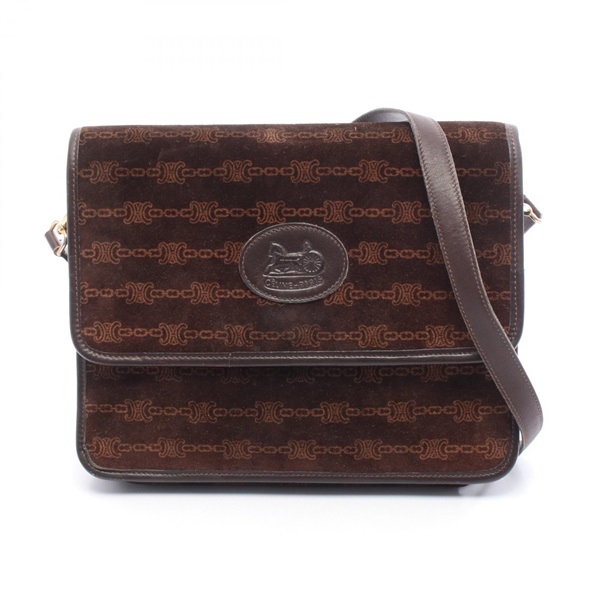 CELINE Macadam Shoulder Bag Suede leather Brown Used Women