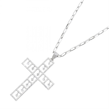JEWELRY Diamond Necklace Pendant 18KWG White Gold Used Women 50cm